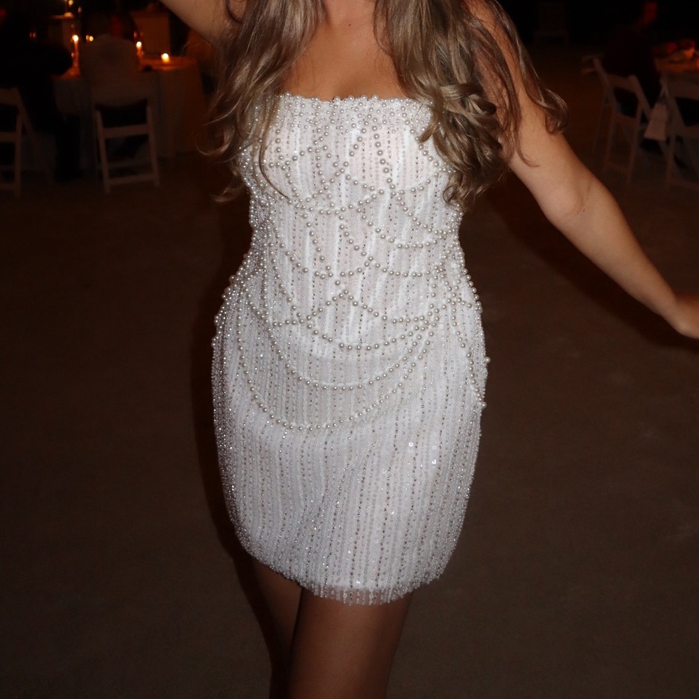 Rosie Etienne White Beaded Dress